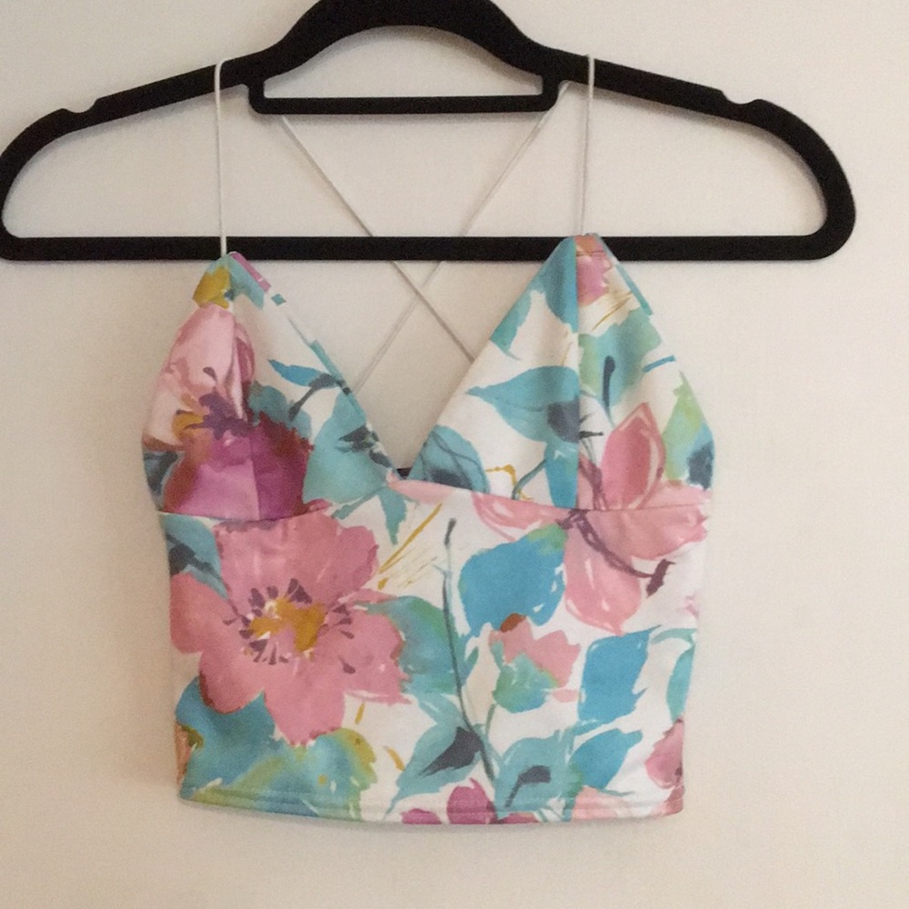 Missguided multicolor floral strappy crop top